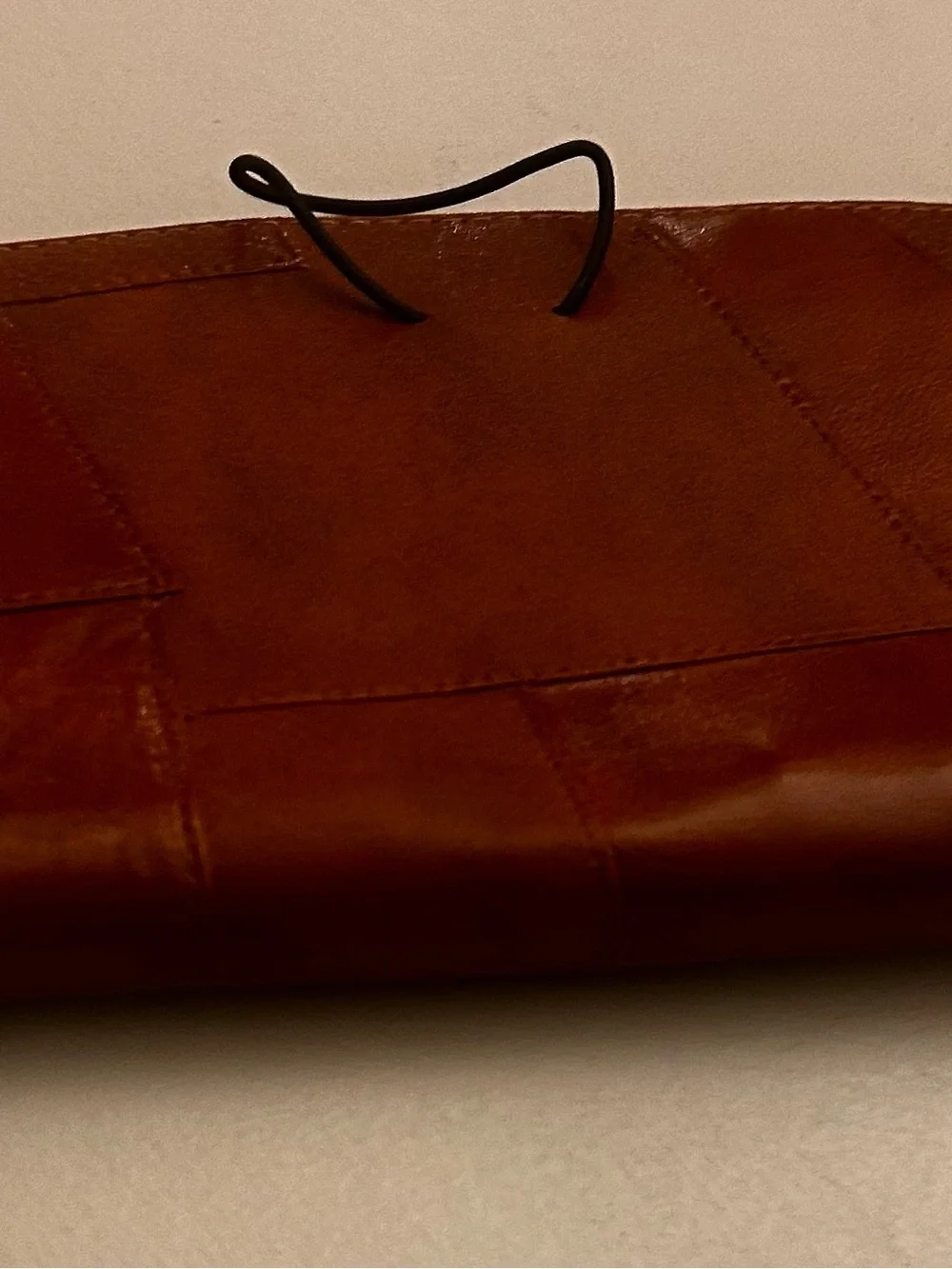Men's Brown Patchwork Leather Passport Wallet with Button Closure